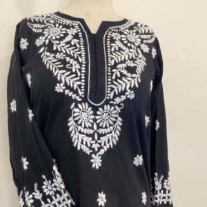 Black handmade chikankari kurti