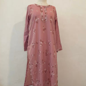 Fawn handmade chikankari embroidered kurta