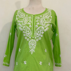 Fresh Green handmade chikankari kurti