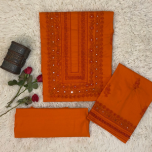 Lavish citrus hand embroidered mirror work