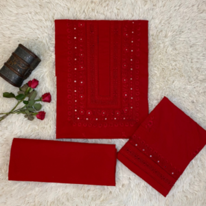 Lavish red hand embroidered mirror work