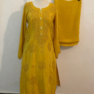 Mustard Chikankari & Mukesh Work 3pcs