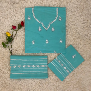 Turquoise hand embroidered Tarkashi and mirror work set