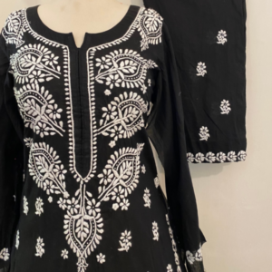 black handmade chikankari embroidered co-ord set