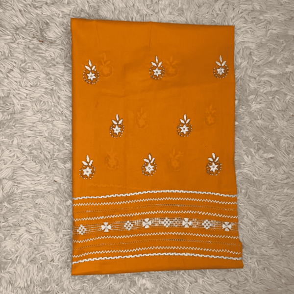 Orange hand embroidered Tarkashi and mirror work set - Image 4