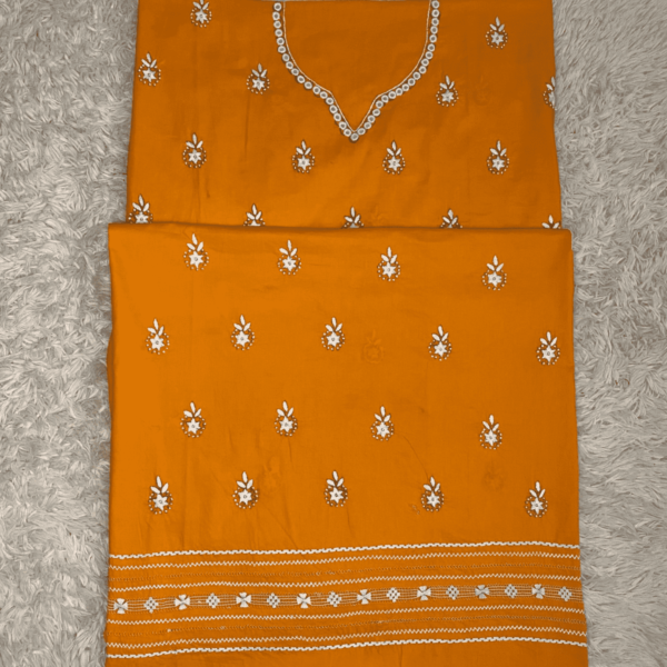 Orange hand embroidered Tarkashi and mirror work set - Image 2