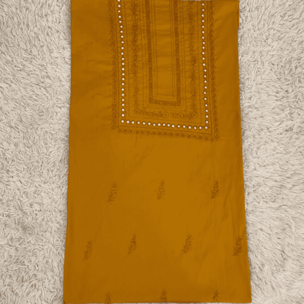Elegant mustard hand embroidered tarkashi & mirror work - Image 2