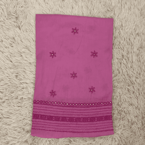 Elegant pink hand embroidered tarkashi & mirror work outfit - Image 4