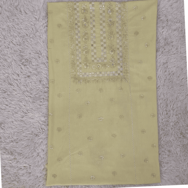Lemon yellow handmade tukri tarkashi set - Image 2