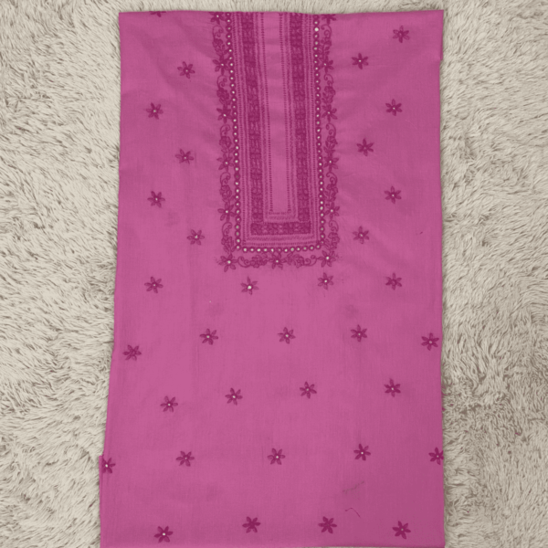 Elegant pink hand embroidered tarkashi & mirror work outfit - Image 2