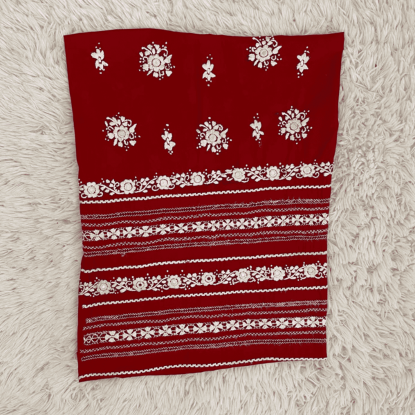 Handcrafted Red Tarkashi Shirt with Plain Trouser - Image 4
