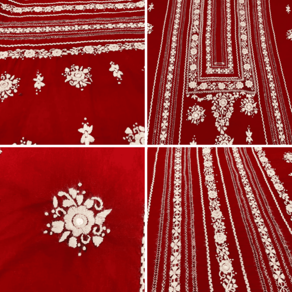 Handcrafted Red Tarkashi Shirt with Plain Trouser - Image 5