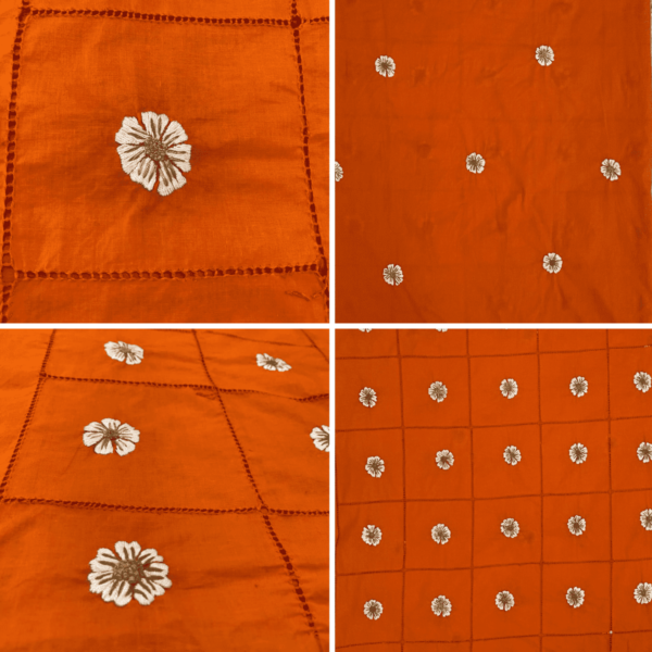 Handcrafted Orange Geometric Pattern Tarkashi Set - Image 5