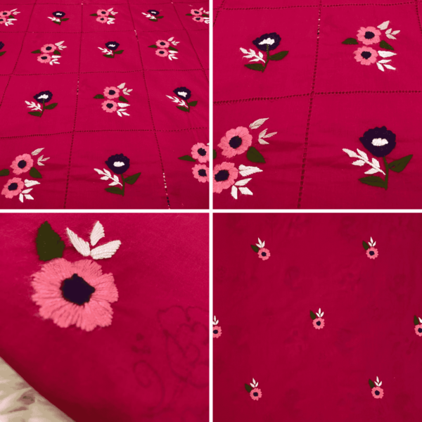 Handcrafted Hot Pink Geometric Pattern Tarkashi Set - Image 5