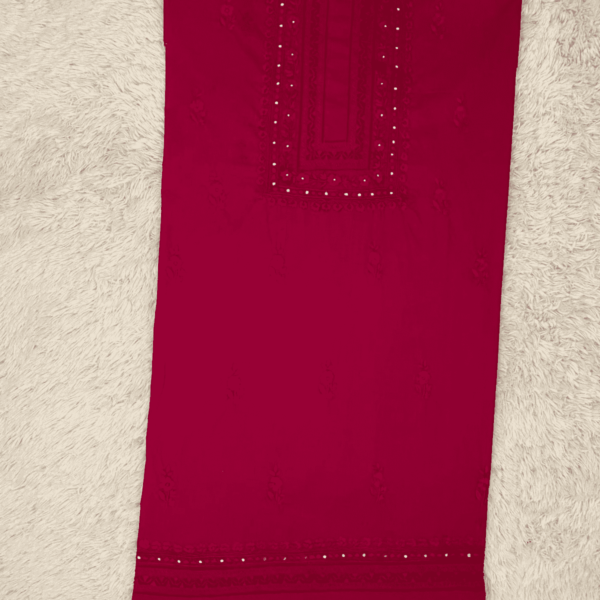 Lavish hot pink hand embroidered mirror work - Image 2