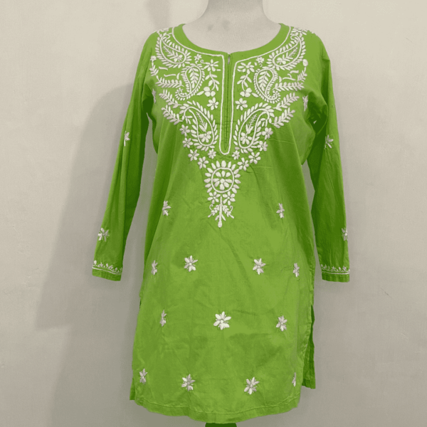 Fresh Green handmade chikankari kurti - Image 2