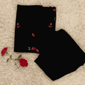 Black Embroidered Khaddar Shirt with Plain Trouser