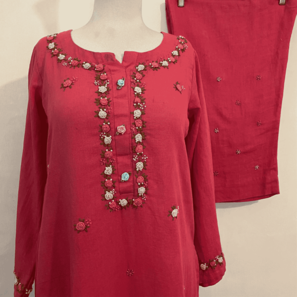 Tea Pink Khaddar Suit