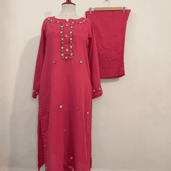 Tea Pink Khaddar Suit