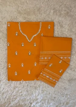 Orange Tarkashi hand embroidery