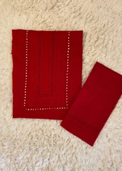 Red Tarkashi & Mirror work