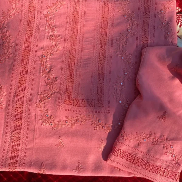 Lavish Soft Pink Hand Embroidered Mirror Work Outfit