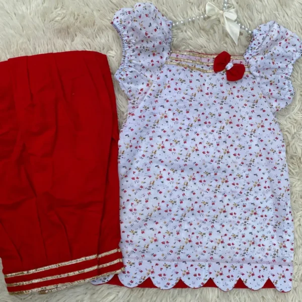 White & Red Printed Outfit
