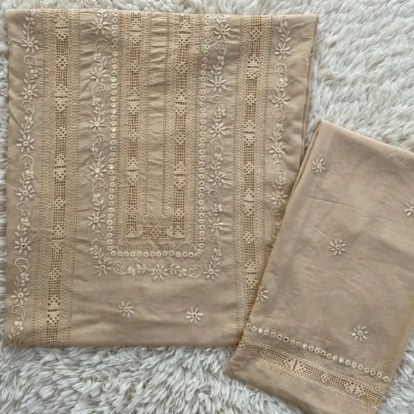 Elegant Beig Tarkashi & Mirror Work Outfit