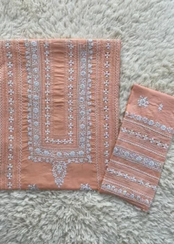 Peach heavy tarkashi hand embroidered outfit