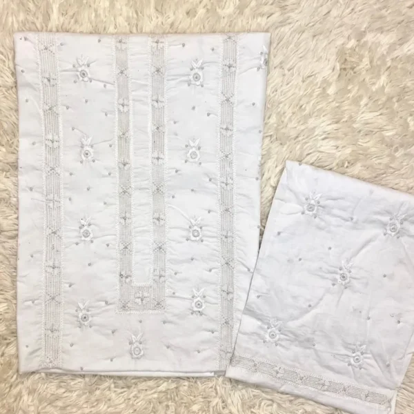 Elegant White Hand Embroidered Tarkashi & Mirror work with Pearls