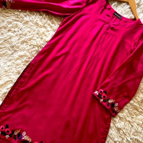Magenta Hand Embroidered Shirt