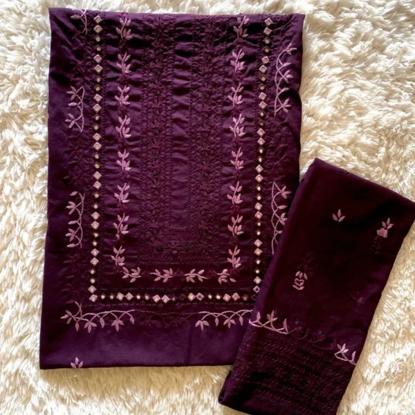 Elegant Plum Hand Embroidered Tarkashi & Mirror Work 2 Pcs