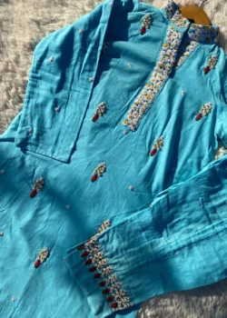 sky blue khadar dazy flower dress