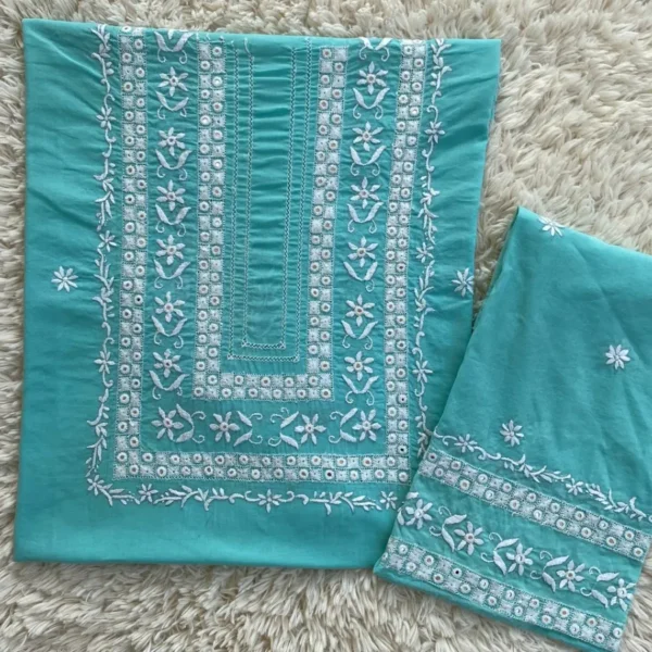 Turquoise handmade Tukri Tarkashi set