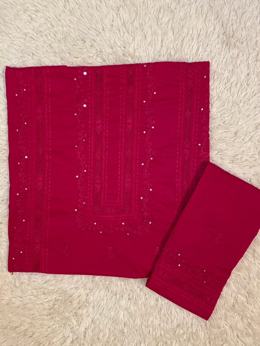 Hot pink hand embroidered tarkashi panel dress Hot Pink hand embroidered outfit