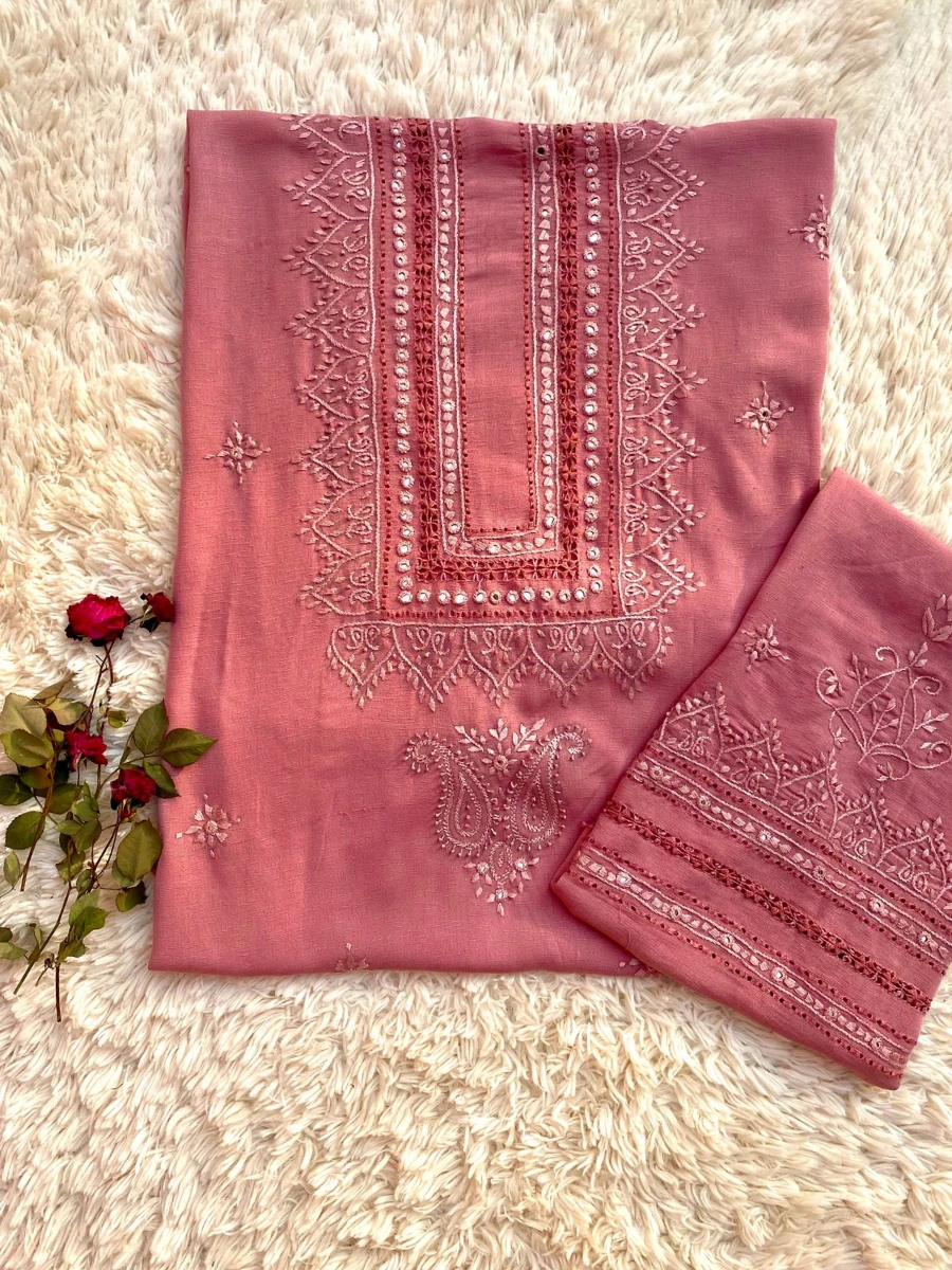 Tea pink handmade Tarkashi outfit Tea Pink Handmade Outfit