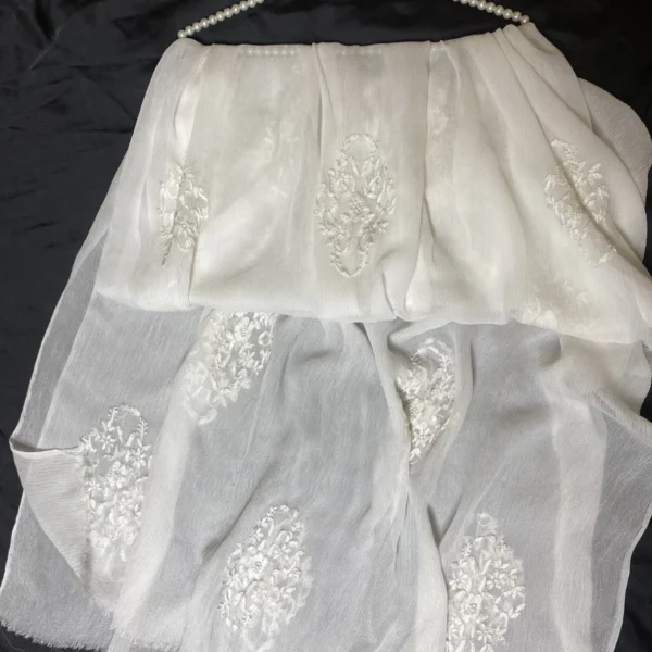 Hand Embroidered Chiffon Dupatta