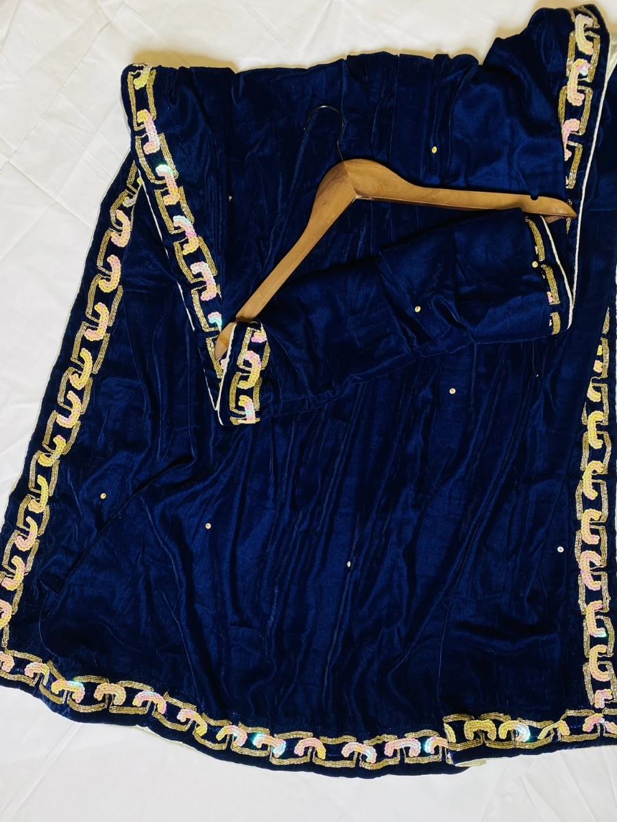 Navy Blue Velvet Shawl